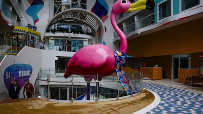 Each neighbourhood has themed artworks and installations, such as a flamingo in family-friendly Surfside. Getty Images