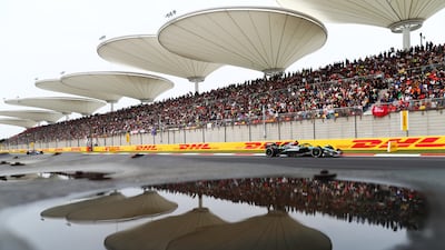 Mercedes driver Lewis Hamilton on his way to finishing ninth. Getty Images