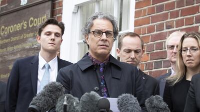 Ian Russell, the father of Molly Russell, speaks to media outside Barnet Coroners' Court, north London, after the inquest into the death of his daughter. PA.