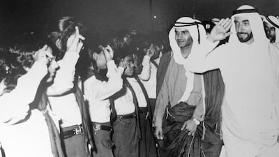 Sheikh Zayed visits a Girl Scout conference. Courtesy Women's Museum