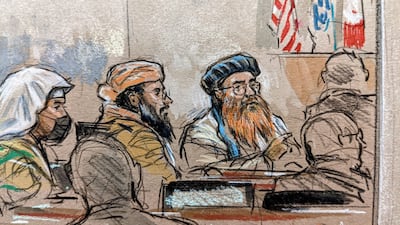 Alleged 9/11 mastermind Khalid Sheikh Mohammed (R) along with Ramzi bin Al Shibh (L) and Walid bin Attash (C) at a pretrial hearing at the US naval base in Guantanamo Bay. AFP