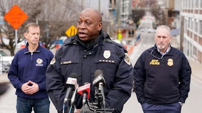 Nashville Police Chief John Drake, center, speaks during a news conference. AP Photo