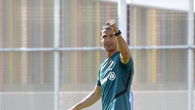 Juventus player Cristiano Ronaldo during a training session at JTC in Turin, Italy. Getty Images