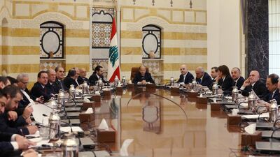 President Michel Aoun heads the first meeting of Lebanon's new government on February 2, 2019. Reuters