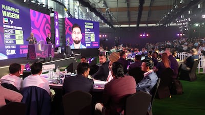 UAE T20 veteran Muhammad Waseem goes under the hammer during the ILT20 player auction at the ICC Academy in Dubai. All images Chris Whiteoak / The National