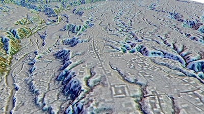 A laser sensor image of the ancient urban settlement at Upano Valley in Ecuador. AP