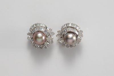 A pair of Art Deco pearl and diamond earrings. Photo: Christie's