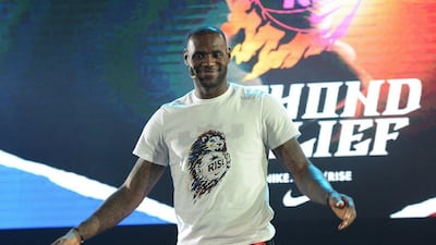 NBA star player LeBron James shown at a press conference in Manila on Thursday, where he has travelled to conduct a basketball clinic for underprivileged youths. Ted Aljibe / AFP / August 20, 2015