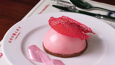 Couqley French Bistro has created a limited-edition framboise-speculoos dessert for Breast Cancer Awareness Month.