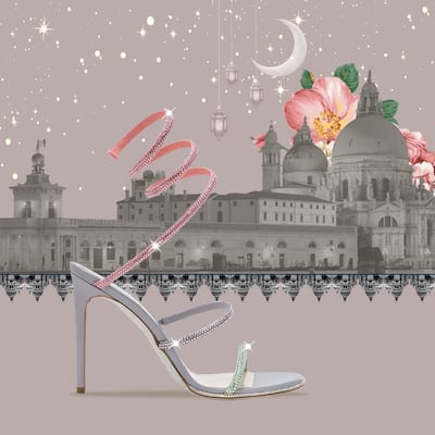Artist Sumayyah Al Suwaidi's artwork for Rene Caovilla's Cleo shoe. Courtesy Rene Caovilla