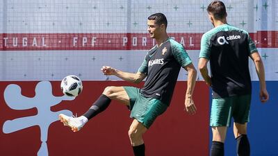 Cristiano Ronaldo during a training session at the Kratovo training camp in Ramensky. Paulo Novais / EPA
