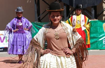 Bolivian women aymaras participate in a fashion show in Orinoca, Bolivia. EPA