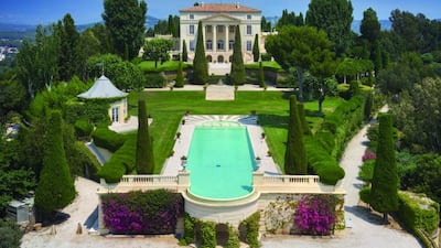 The 33-metre swimming pool at La Croix de Gardens Castle in Cannes, France. Courtesy Côte d'Azur Sotheby's International Realty
