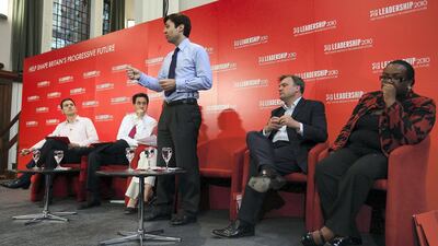Burnham had campaigned to become Labour leader prior to Miliband's win. He is seen here on the campaign trail with fellow Labour leadership candidates in July 2010. Getty Images