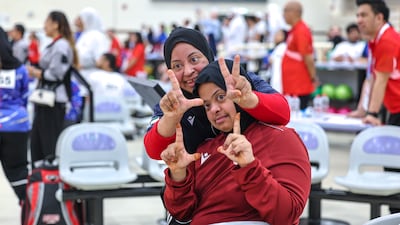 Mariam Al Ali and Ayesha Saif, front, at the UAE Games. Victor Besa / The National