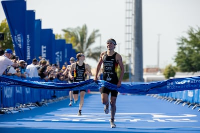 Lisa Tertsch won the women's leg of the race in Abu Dhabi. Photo: World Triathlon