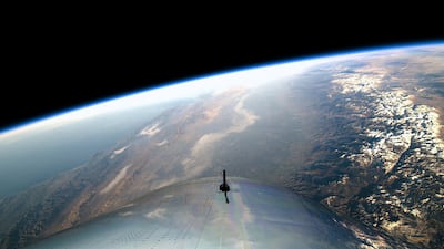 The view from Virgin Galactic's SpaceShipTwo space tourism rocket plane, 81km over California. Virgin Galactic
