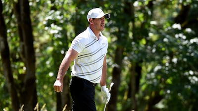 Brooks Koepka watches his tee shot on the fourth hole during round two of the LIV Golf Invitational - Portland. Getty
