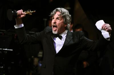 'Green Book' director Peter Farrelly reacts to his win. Photo: AMPAS