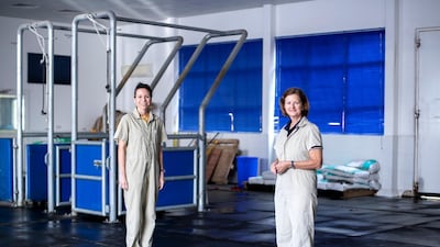 Dr Lulu Skidmore, right, scientific director at the Camel Reproduction Centre, and Dr Clara Malo, senior scientist and head of andrology. Cloning and embryo transfer for camels was pioneered at the Centre. Reem Mohammed / The National