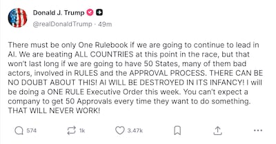 After much speculation, US President Donald Trump announced he would put a limit on how states regulate AI.