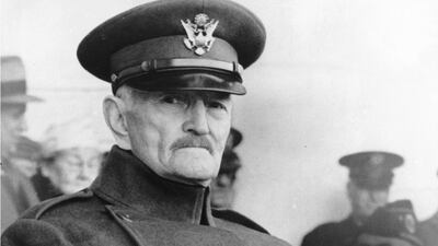 The man to emulate? According to President Donald Trump, US General John J. Pershing - pictured here on November 11, 1942 at Armistice Day ceremonies at Arlington Cemetery in Arlington, Virginia - knew how to deal with Islamic extremists in the Philippines. AP