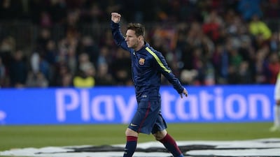 Barcelona's Lionel Messi shown warming up before his side defeated Manchester City in the Champions League on Wednesday night. Josep Lago / AFP / March 18, 2015