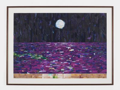 Palestinian artist Jumana Manna assembled an image of a corniche out of images of nature that she cut out from cleaning products. 'Corniche', 2020. Andy Keate