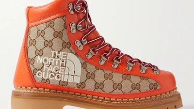 The North Face X Gucci hiking boots.