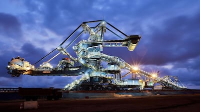 The stacker reclaimer at Emirates Global Aluminium's Guinea Alumina Corporation (GAC) mining project. Courtesy of EGA.