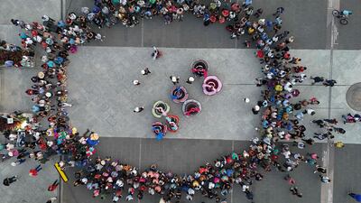 A folkloric dance at Gerardo Barrios Central Square in the historic centre of San Salvador, El Salvador. AFP