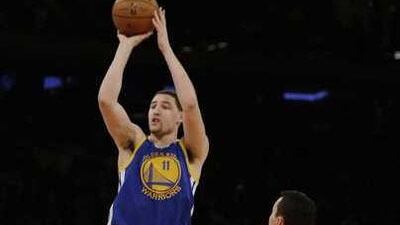 Klay Thompson hit the winning shot for the Golden State Warriors on Tuesday night March 4, 2014. Frank Franklin II / AP