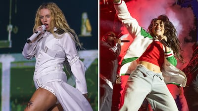 Palestinian-Chilean singer Elyanna, left, and Moroccan-Canadian performer Nora Fatehi are part of the musical line-up in Toronto on June 12. Victor Besa / The National; EPA