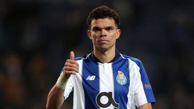 Porto defender Pepe gestures at the end of their Uefa Champions League last-16 second-leg match against Roma. Luis Vieira / AP Photo