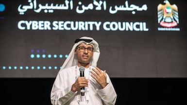 Mohamed Al Kuwaiti, head of cyber security for the UAE, speaks at an event last year. Antonie Robertson/The National