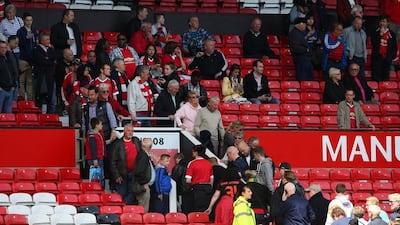 A general view as fans are evacuated from the ground prior to the Premier League match between Manchester United and AFC Bournemouth at Old Trafford on May 15, 2016 in Manchester, England. (Alex Livesey/Getty Images)