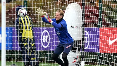 Jordan Pickford during a training session in London on Sunday. PA
