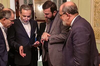 Iran's delegation at the first round of talks in Oman was led by Foreign Minister Abbas Araghchi, second left. AFP