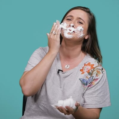 A novel beauty hack: replacing make-up remover with shaving foam. Karma Gurung / The National