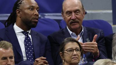Former NFL star Larry Fitzgerald Jr, left, in New York on Friday. AFP