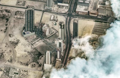 Iranian drone attack damage on The Breaker high-rise apartment block in Manama, Bahrain. EPA