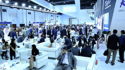 Visitors at the Azizi stands during the CityScape Global in Dubai. Satish Kumar / For The National.