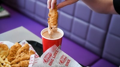 The Raising Cane's secret sauce is at once peppery and sweet. Khushnum Bhandari / The National