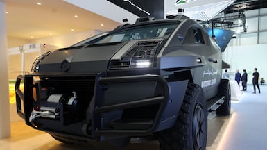 Eneron reveals the Magnus. Visitors attend IDEX 2025 at ADNEC, Abu Dhabi. Chris Whiteoak / The National