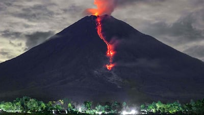 Lava is seen during an eruption of Mount Semeru on January 16 in Lumajang, East Java. AFP