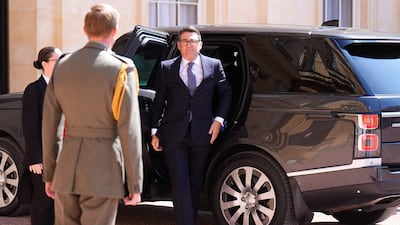Mr Burnham arrives for an audience with the king at Buckingham Palace. AFP