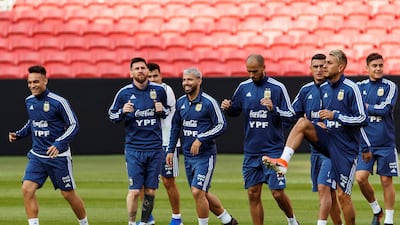 Argentina players participate in a training session at the Beira Rio stadium in Porto Alegre. EPA