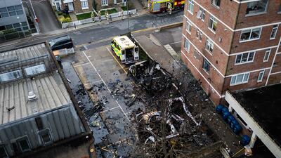 The aftermath of an arson attack on four Jewish charity-run ambulances next to Machzike Hadath Synagogue, in London, England. Getty Images