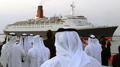 The QE2 ship arrives in Dubai from the UK on November 26, 2008. Randi Sokoloff / The National