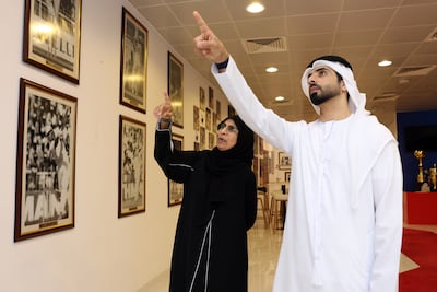 Khalaf and Safa Bukhatir, son and daughter of Abdulrahman Bukhatir - the great patron of UAE and Sharjah cricket. Chris Whiteoak / The National
